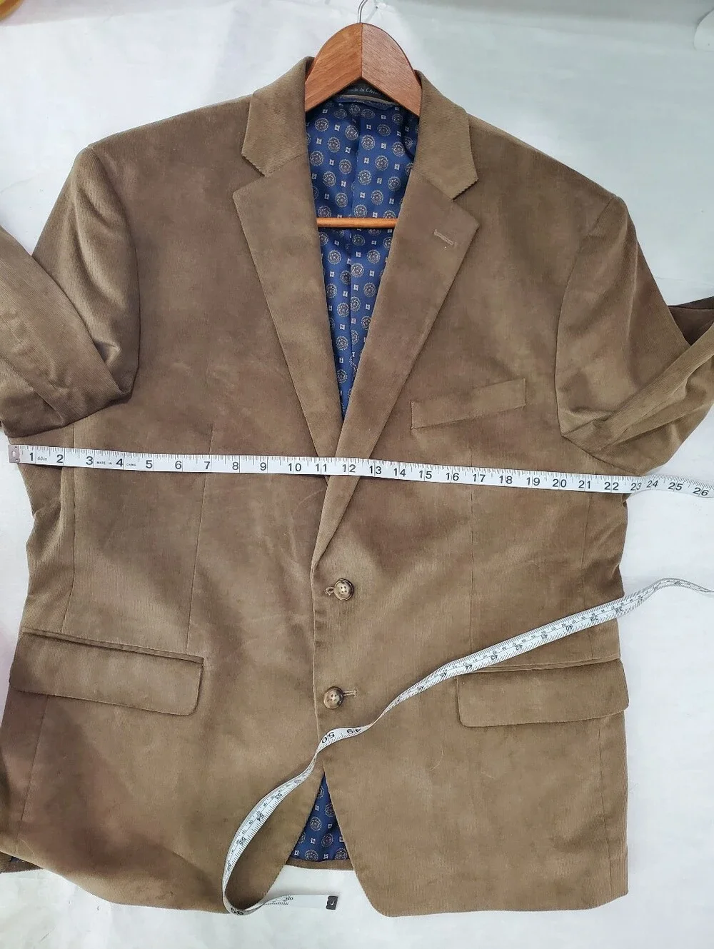 Lauren Ralph Lauren Corduroy Blazer 44S Tan Brown Lined Sport Coat Casual Jacket